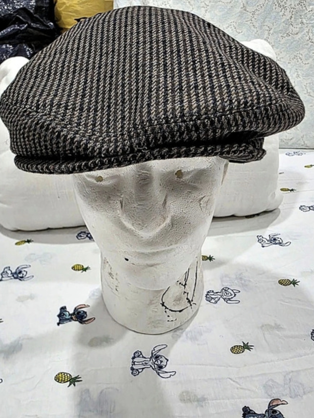 Arte Della Lana New Wool flat cap Houndstooth Wool Flat Cap in Black & Brown